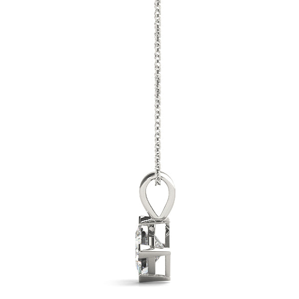 14K White Gold Princess Cut Diamond Padlock Pendant