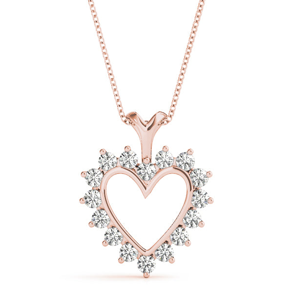 Heart Round Cut 14k White Gold Moissanite Pendant
