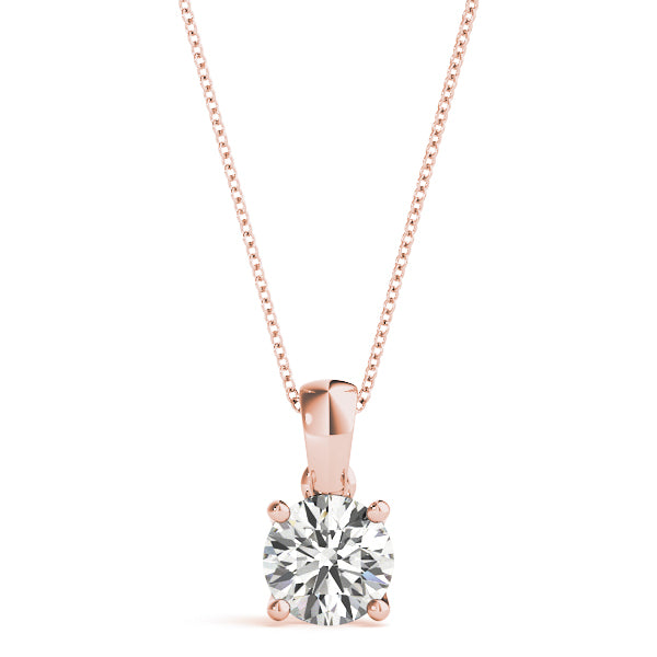 4-Prong Round Solitaire 14k Rose Gold Moissanite Pendant