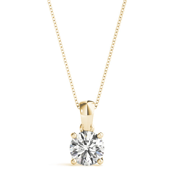 4-Prong Round Solitaire 14k Yellow Gold Moissanite Pendant