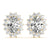 Halo Oval Snowflake 14k White Gold Moissanite Stud Earrings