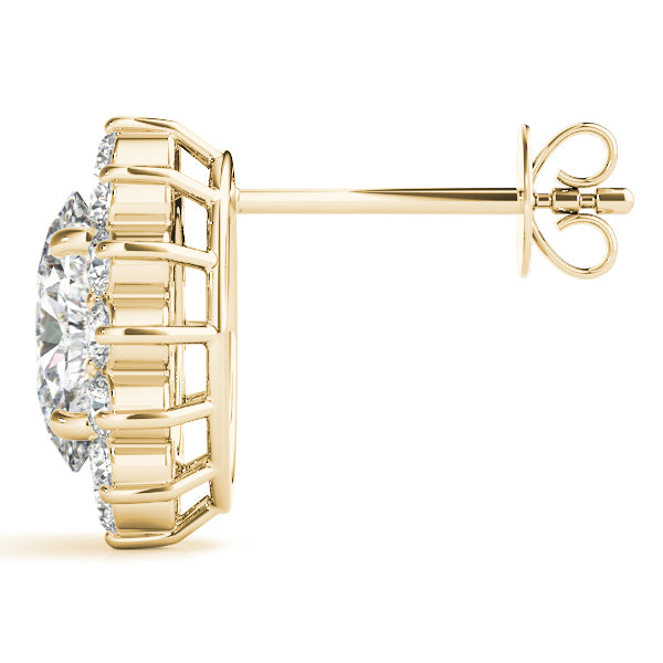 Halo Oval Snowflake 14k Rose Gold Moissanite Stud Earrings