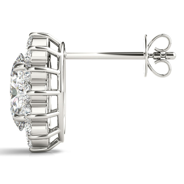 Halo Oval Snowflake Platinum Moissanite Stud Earrings