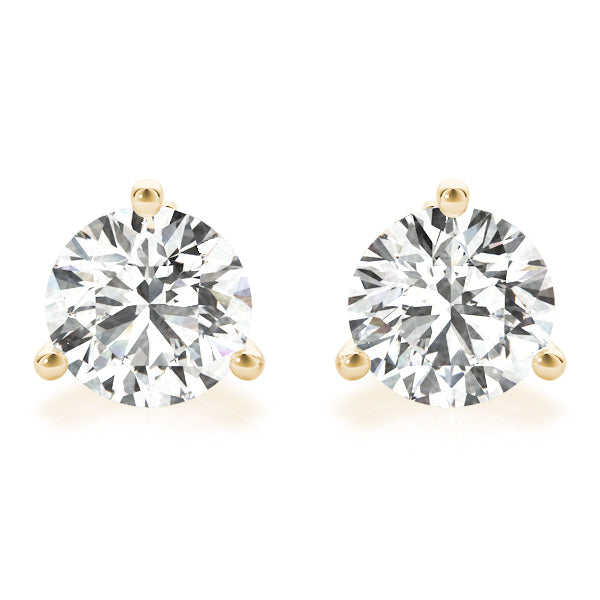 3-Prong Round Platinum Moissanite Solitaire Stud Earrings