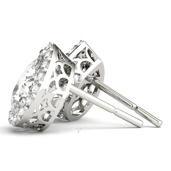 Halo Pear 14k Rose Gold Moissanite Basket Stud Earrings