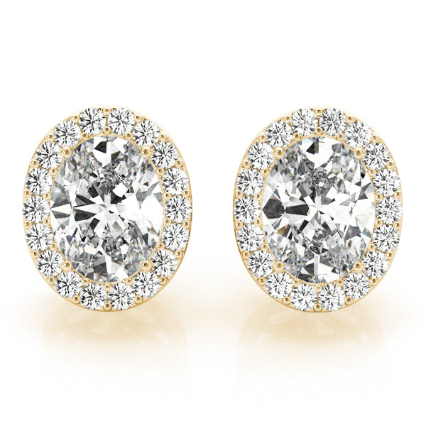 Halo Oval Platinum Moissanite Basket Stud Earrings