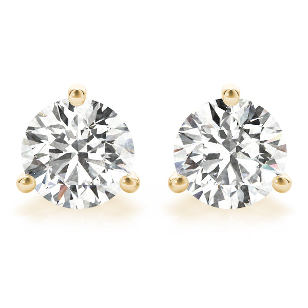 3-Prong Round 14k White Gold Basket Moissanite Solitaire Stud Earrings