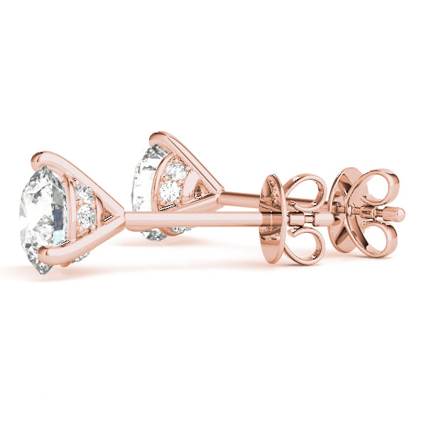 3-Prong Round Platinum Basket Moissanite Solitaire Stud Earrings