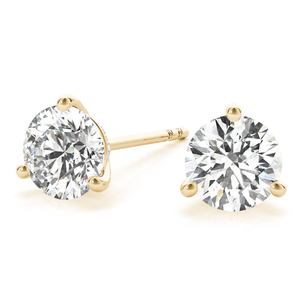 3-Prong Round 14k White Gold Basket Moissanite Solitaire Stud Earrings