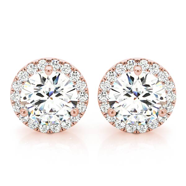 Halo Round 14k Yellow Gold Moissanite Martini Stud Earrings