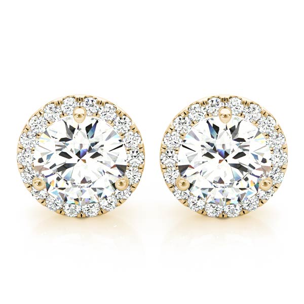 2.00 ct wt Halo Round 14k Yellow Gold Moissanite Martini Stud Earrings