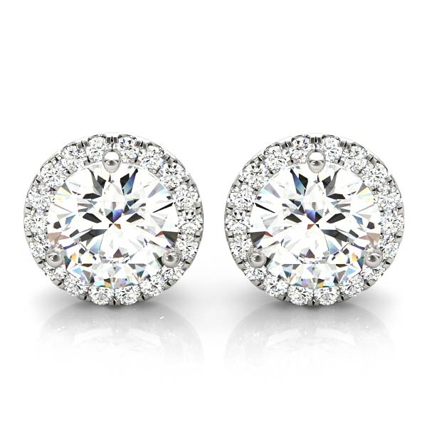 1.80 ct wt Halo Round 14k White Gold Moissanite Martini Stud Earrings