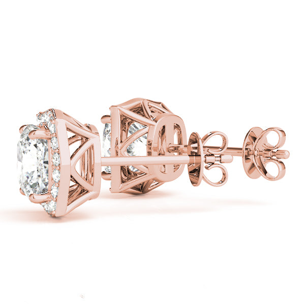 Halo Cushion Platinum Florette Moissanite Stud Earrings