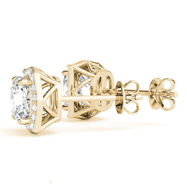 Halo Cushion 14k White Gold Florette Moissanite Stud Earrings