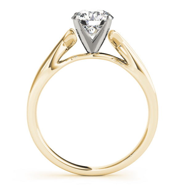 4-Prong Round Solitaire Twist Open Band 14k Yellow Gold Moissanite Engagement Ring