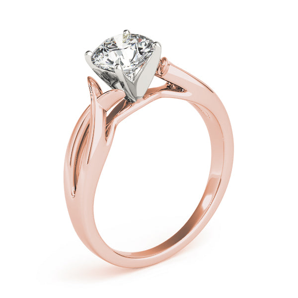 4-Prong Round Solitaire Twist Open Band 14k Rose Gold Moissanite Engagement Ring