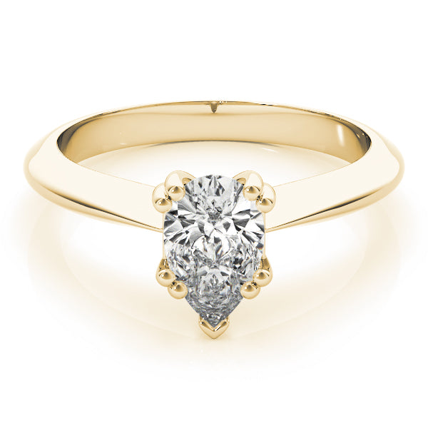 5-Prong Pear Solitaire 14k Yellow Gold Moissanite Engagement Ring
