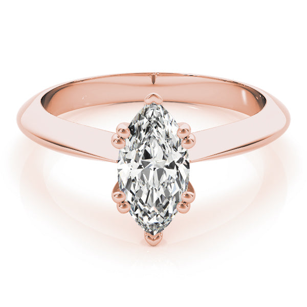 6-Prong Marquise Solitaire 14k Rose Gold Moissanite Engagement Ring