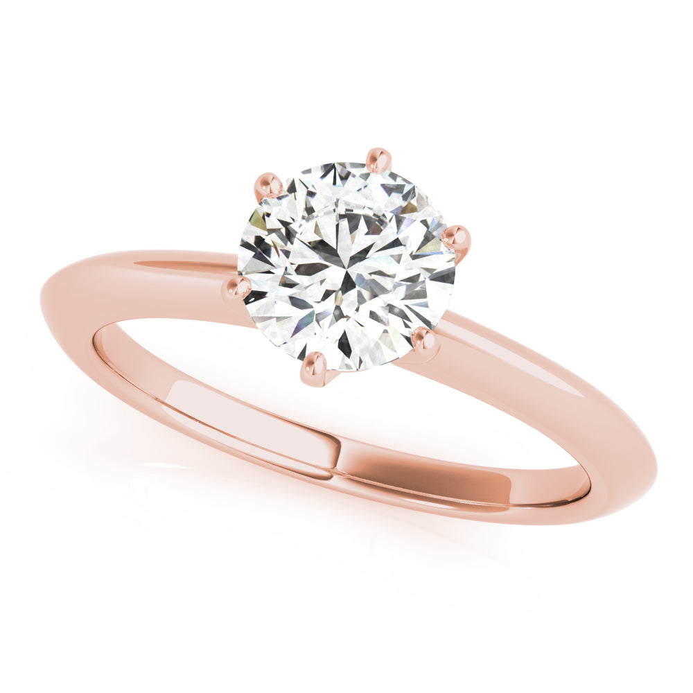 6-Prong Round Solitaire 14k Rose Gold Moissanite Engagement Ring