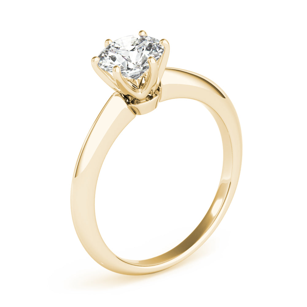 6-Prong Round Solitaire 14k Yellow Gold Moissanite Engagement Ring