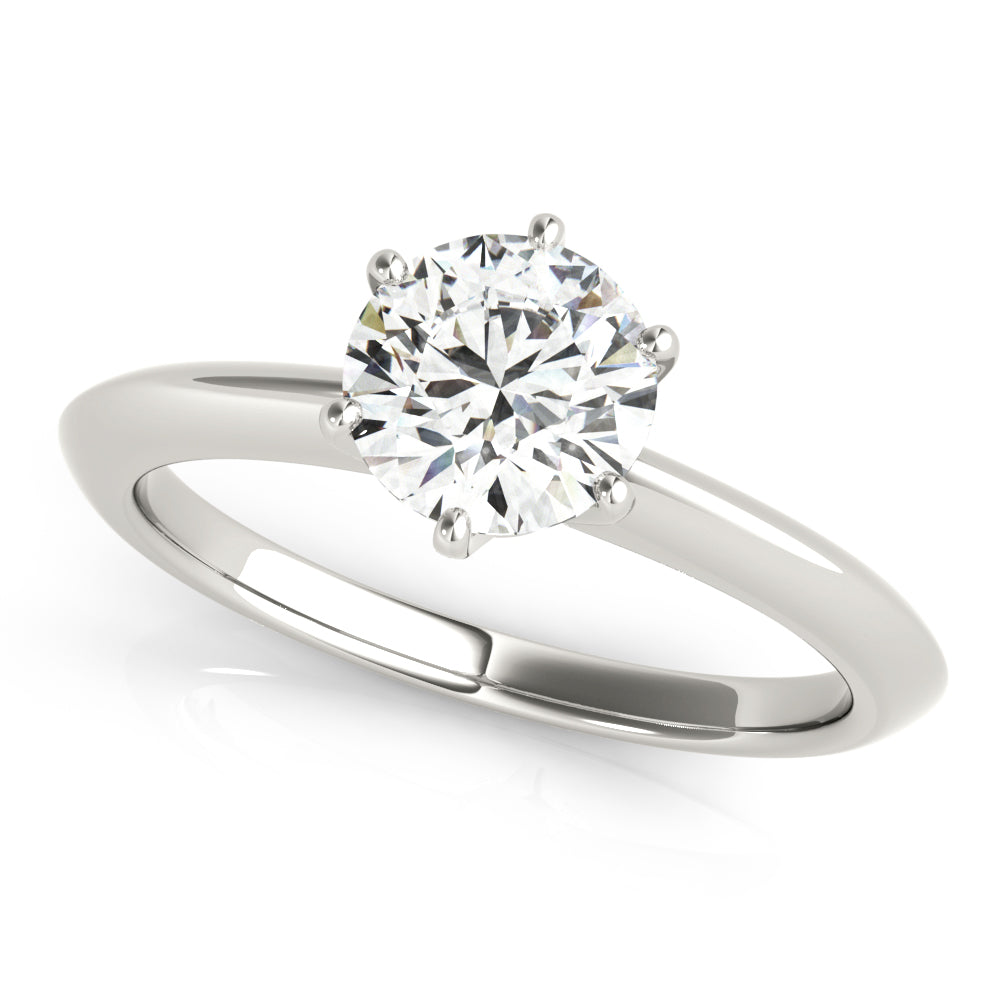 6-Prong Round Solitaire 14k White Gold Moissanite Engagement Ring