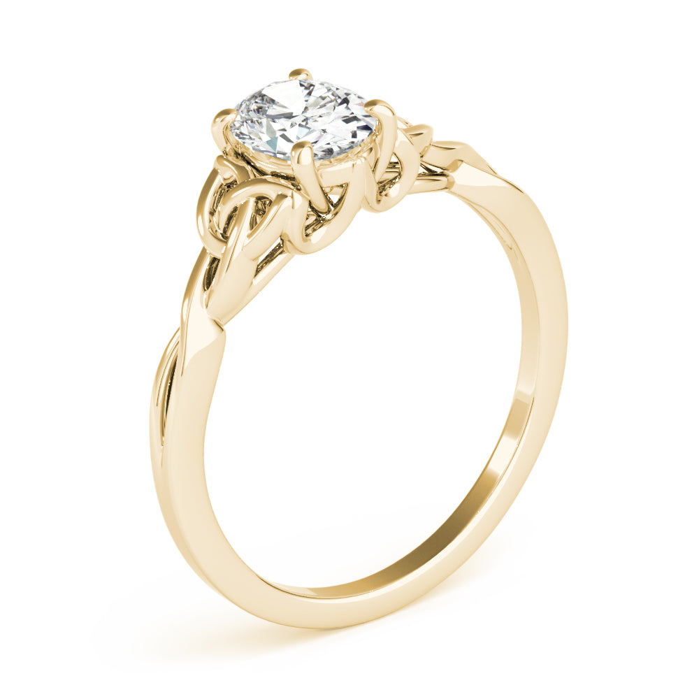 4-Prong Oval Solitaire Trinity 14k Platinum Moissanite Engagement Ring