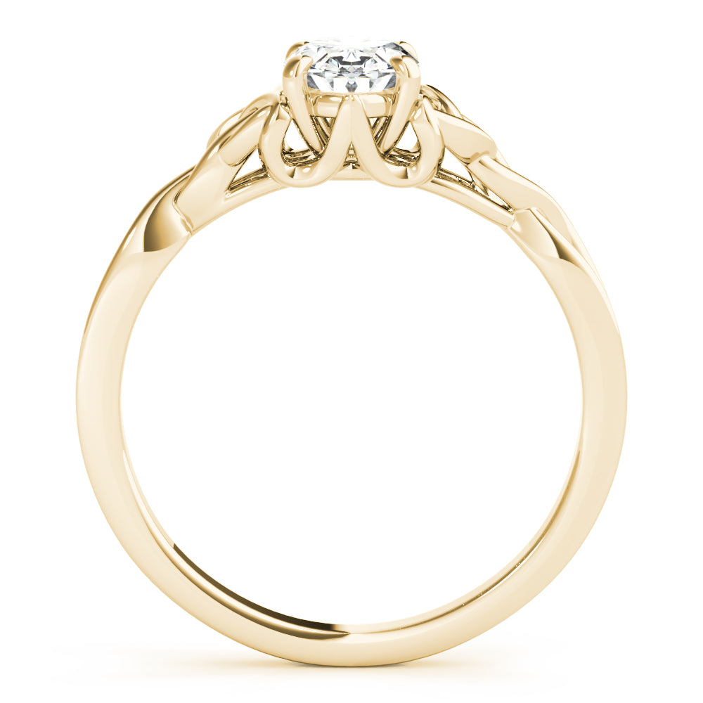 4-Prong Oval Solitaire Trinity 14k Yellow Gold Moissanite Engagement Ring