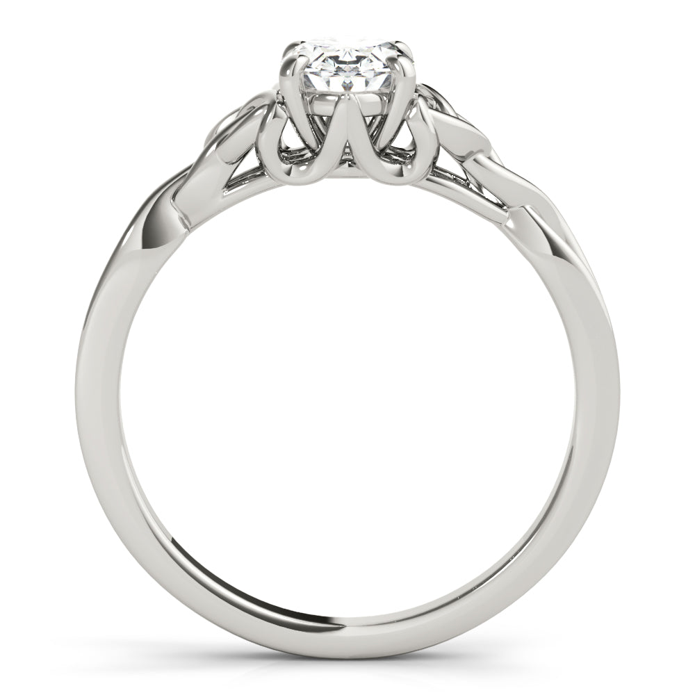 4-Prong Oval Solitaire Trinity 14k Platinum Moissanite Engagement Ring