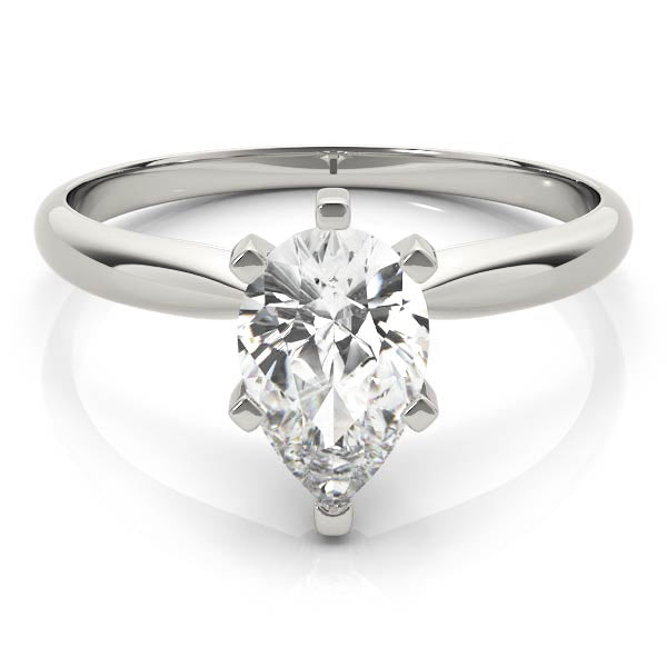 6-Prong Pear Solitaire 14k White Gold Moissanite Engagement Ring