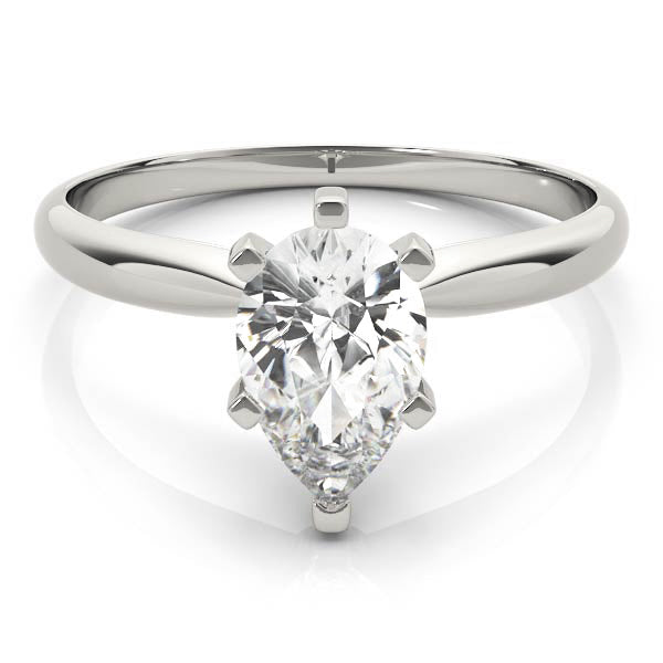 6-Prong Pear Solitaire 14k White Gold Moissanite Engagement Ring