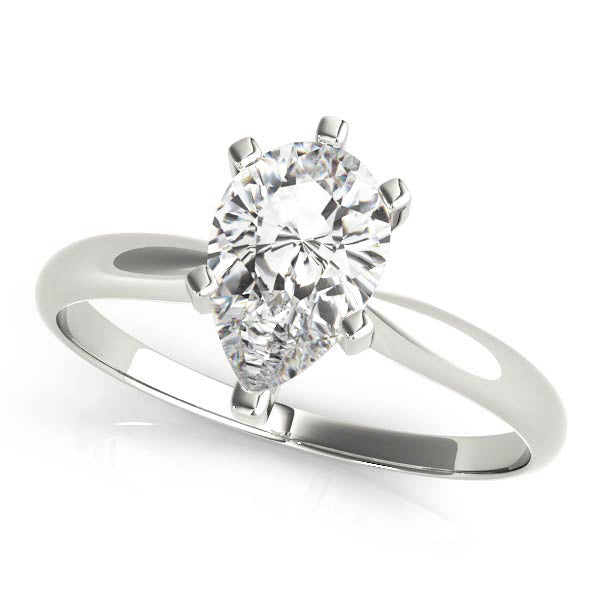 6-Prong Pear Solitaire Platinum Moissanite Engagement Ring