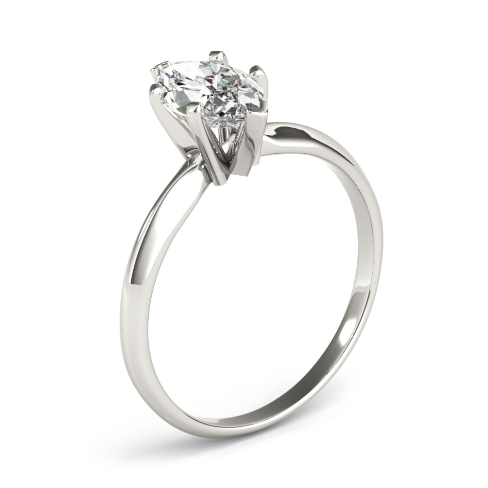 6-Prong Marquise Solitaire 14k White Gold Moissanite Engagement Ring