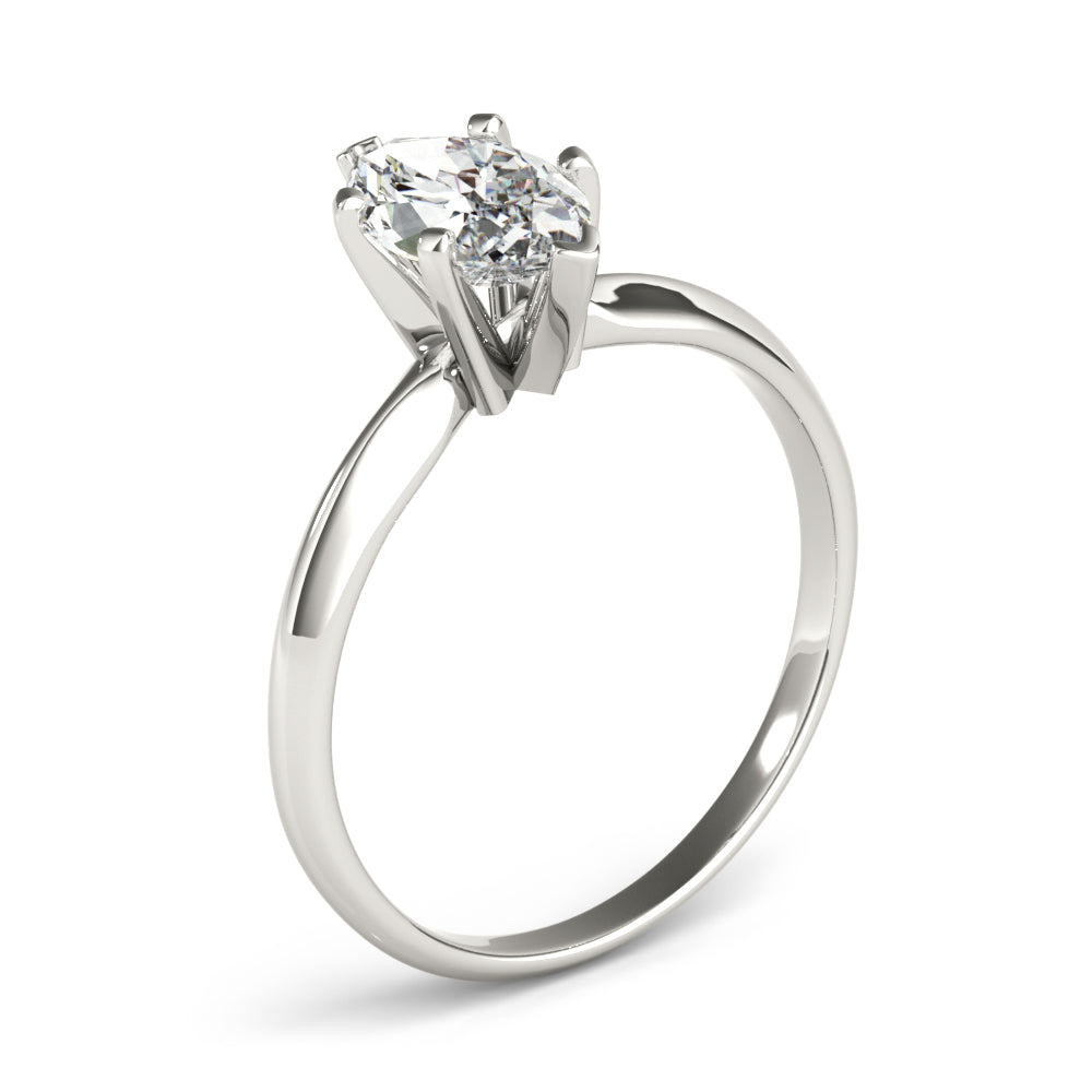 6-Prong Marquise Solitaire Platinum Moissanite Engagement Ring