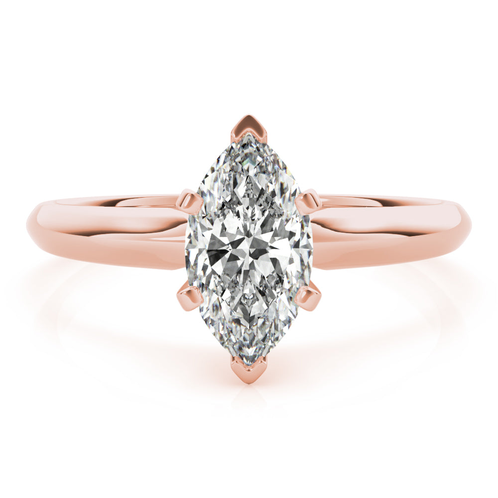 6-Prong Marquise Solitaire 14k Rose Gold Moissanite Engagement Ring