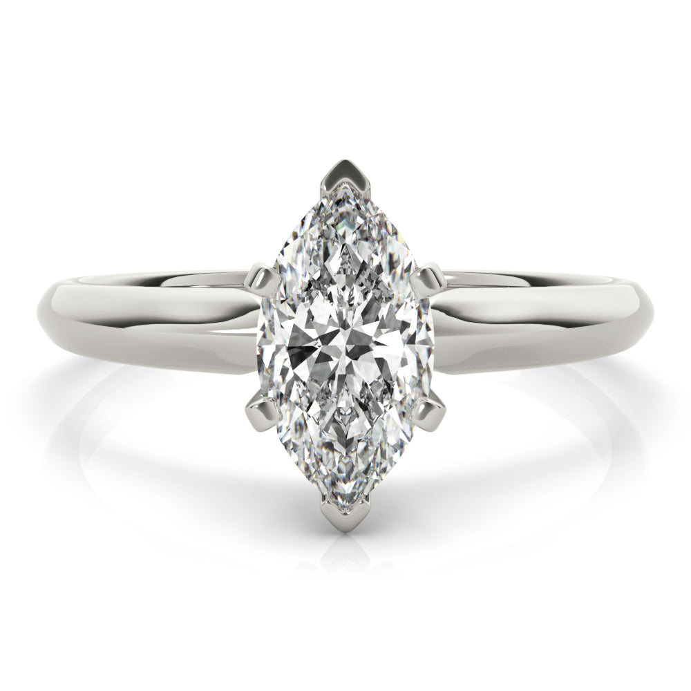 6-Prong Marquise Solitaire Platinum Moissanite Engagement Ring