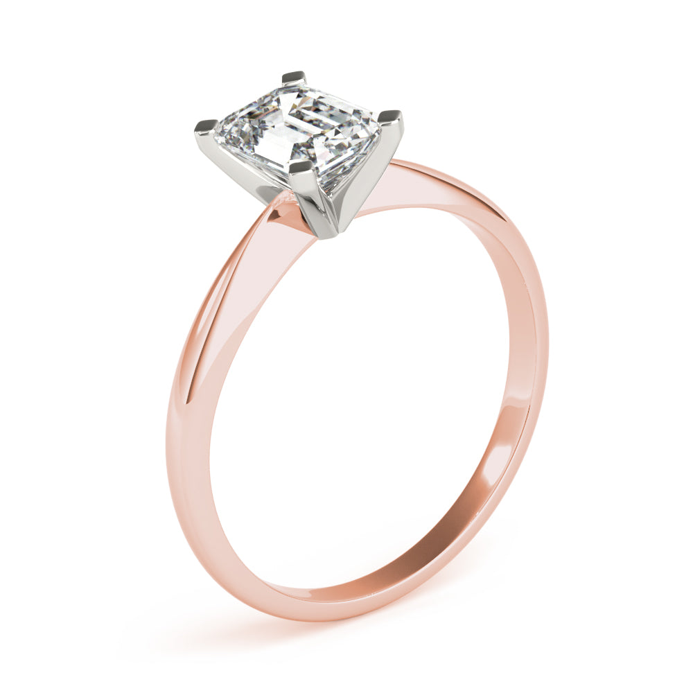4-Prong Emerald Solitaire 14k Rose Gold Moissanite Engagement Ring
