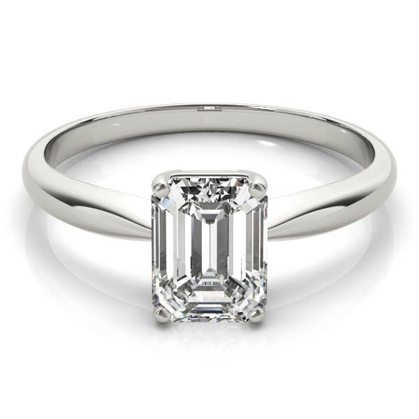 4-Prong Emerald Solitaire Platinum Moissanite Engagement Ring