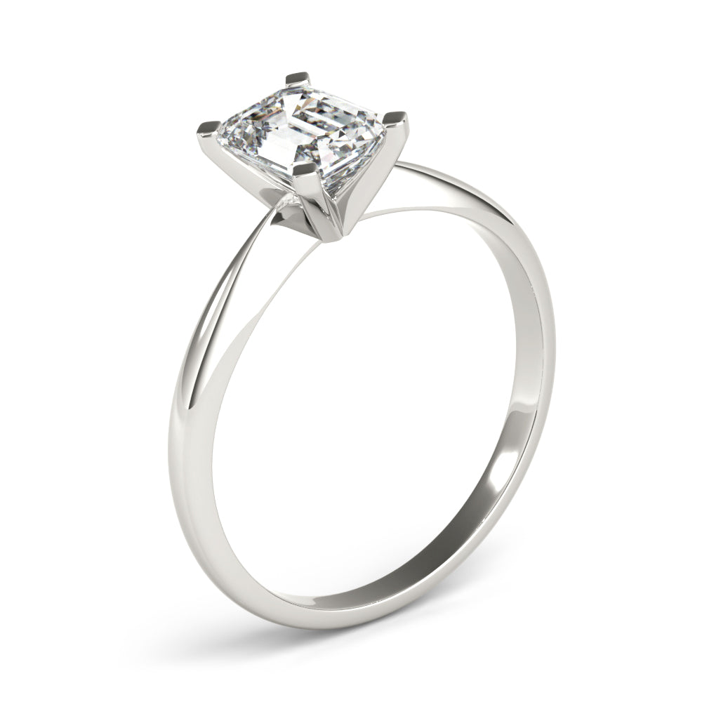 4-Prong Emerald Solitaire Platinum Moissanite Engagement Ring
