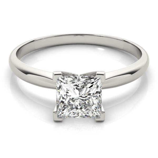 4-Prong Princess Solitaire Platinum Moissanite Engagement Ring
