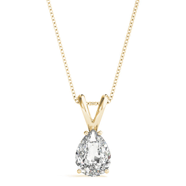 4-Prong Pear Solitaire 14k Yellow Gold Moissanite Pendant