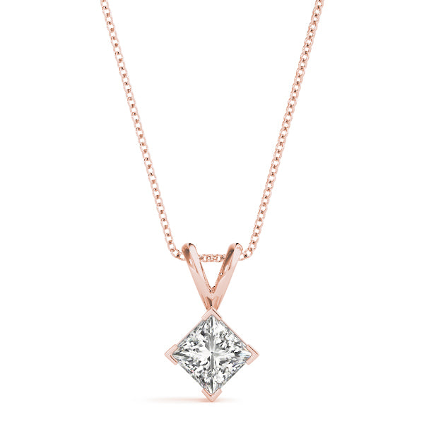 4-Prong Princess Solitaire 14k White Gold Moissanite Pendant