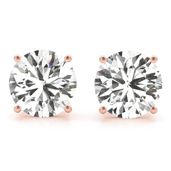 4-Prong Round 14k White Gold Basket Moissanite Solitaire Stud Earrings
