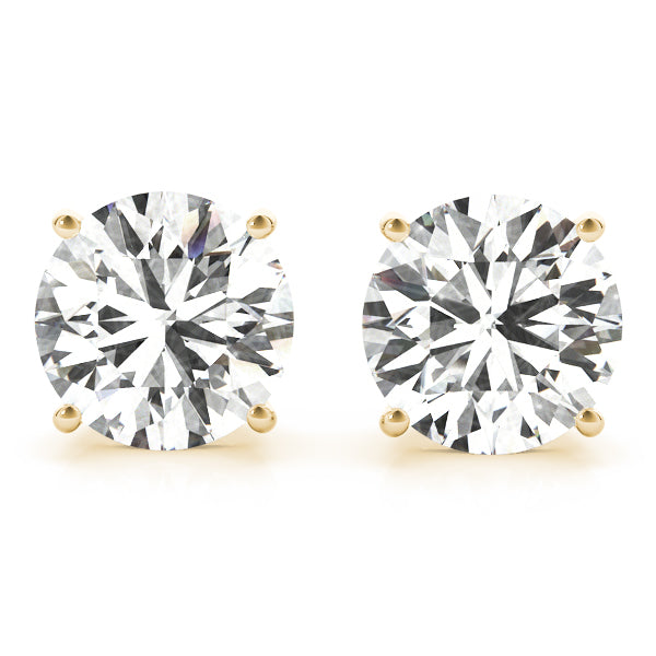 2.50 ct wt 4- Prong Round 14k Yellow Gold Basket Moissanite Solitaire Stud Earrings