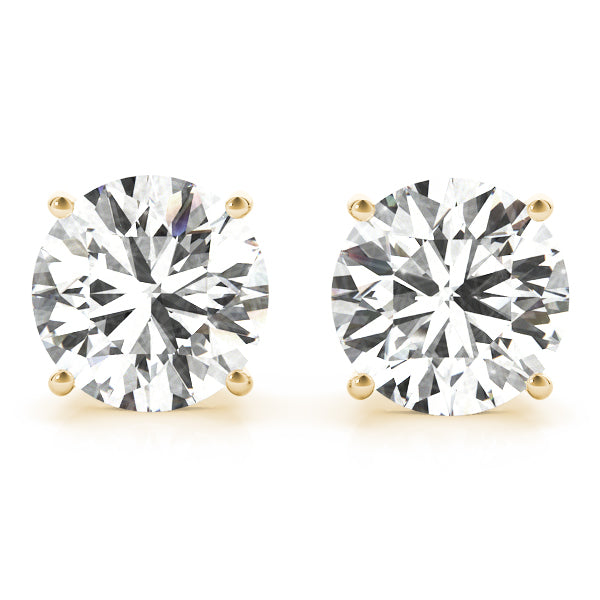 4-Prong Round 14k White Gold Basket Moissanite Solitaire Stud Earrings