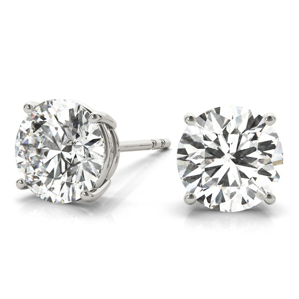 0.75 ct wt  4-Prong Round Platinum Basket Moissanite Solitaire Stud Earrings