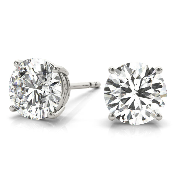 3.00 ct wt 4-Prong Round 14k White Gold Basket Moissanite Solitaire Stud Earrings