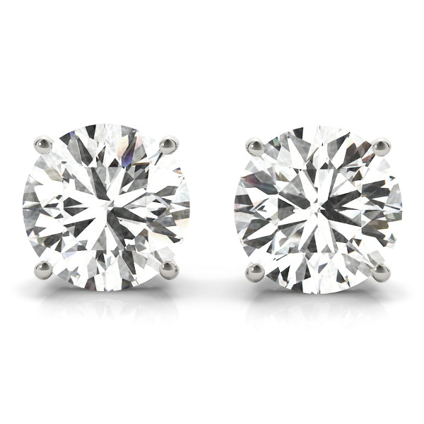 3.00 ct wt  4-Prong Round Platinum Basket Moissanite Solitaire Stud Earrings
