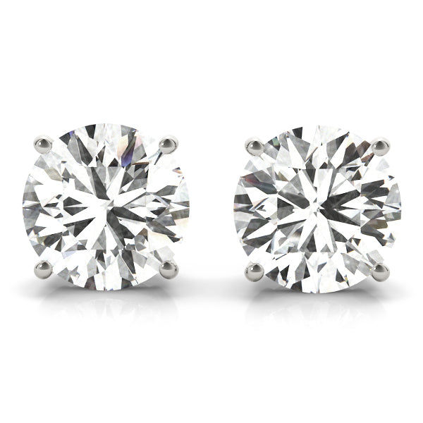 4-Prong Round 14k Yellow Gold Basket Moissanite Solitaire Stud Earrings