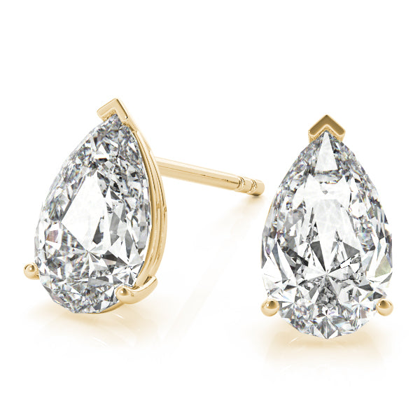Pear 14k Rose Gold Moissanite Solitaire Empire Stud Earrings