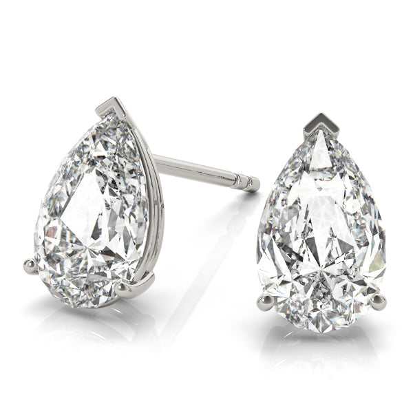 Pear 14k Yellow Gold Moissanite Solitaire Empire Stud Earrings